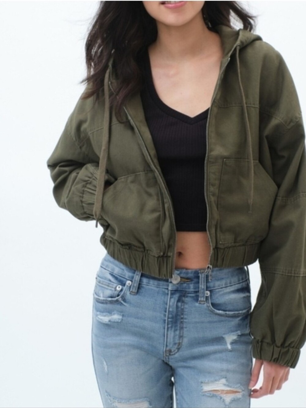 Aeropostale Canvas Hooded Utility Jacket | Olive army green | Perfect Fall Coat